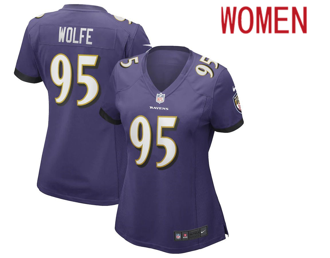 Women Baltimore Ravens 95 Derek Wolfe Nike Purple Game Player NFL Jersey